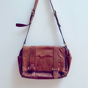 Saddle brown shoulder bag from Brahmin